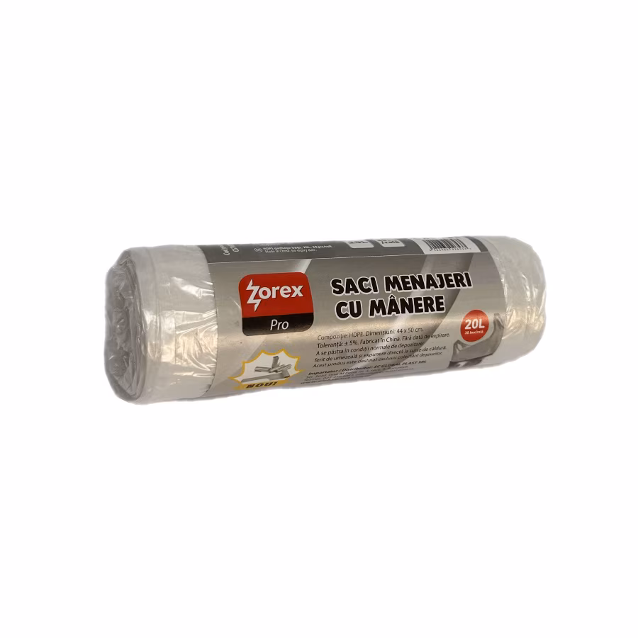 ZOREX Pro Saci transparenti cu manere 20L 30/rola 6422465026533