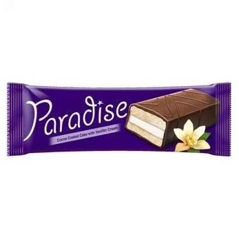 PARADISE PRAJITURA CU GLAZURA CIOCOLATA SI CREMA VANILIE 25GR 8692806123674