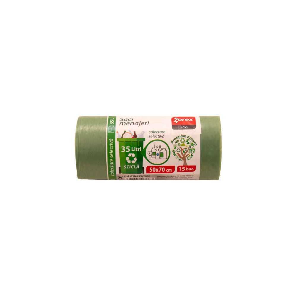 ZOREX Pro Saci verzi 35L LDPE 15/rola 6422465021583