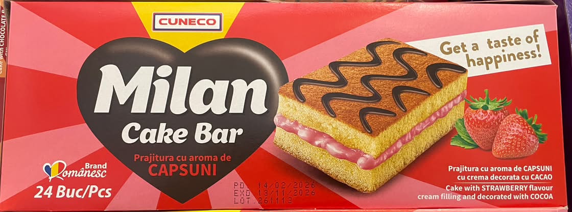 MILAN CAKE BAR CAPSUNI 25GR (24BUC/CUT) 6421000000496